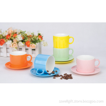 Ceramic Solid Color Cup and Saucer Set